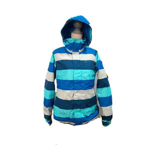 Women's Ski Snowboard Medium Special Blend Coat Snow Winter Jacket Blue Striped - Picture 1 of 14